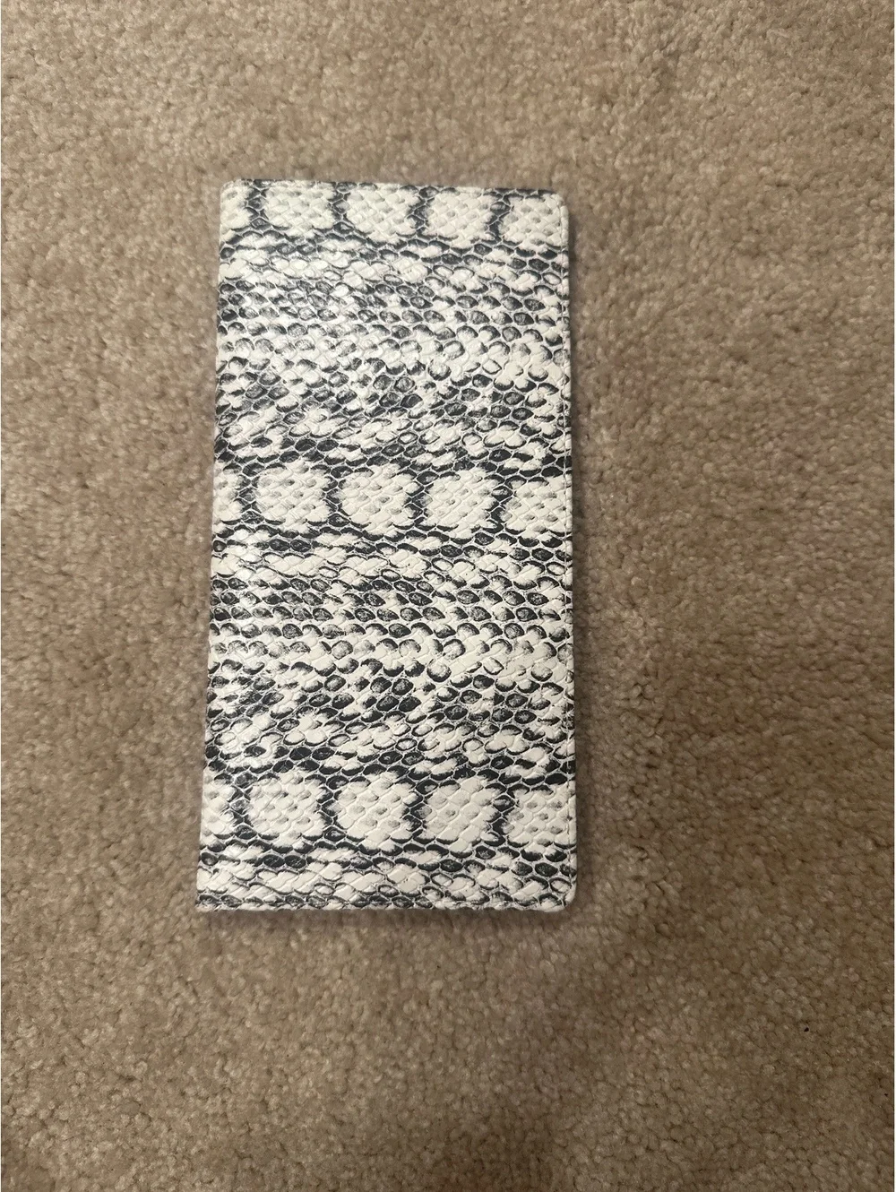 (2)Black Leather Wallet with Snake Print Exterior
